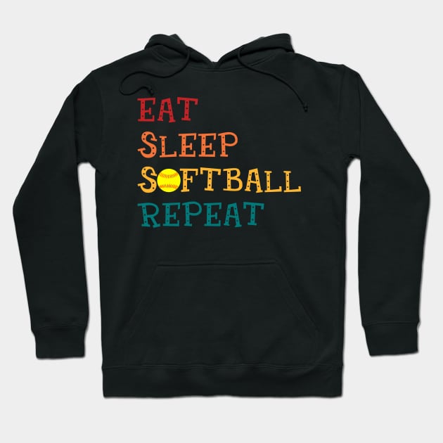 Eat Sleep Softball Repeat Softball Lovers Hoodie by cruztdk5